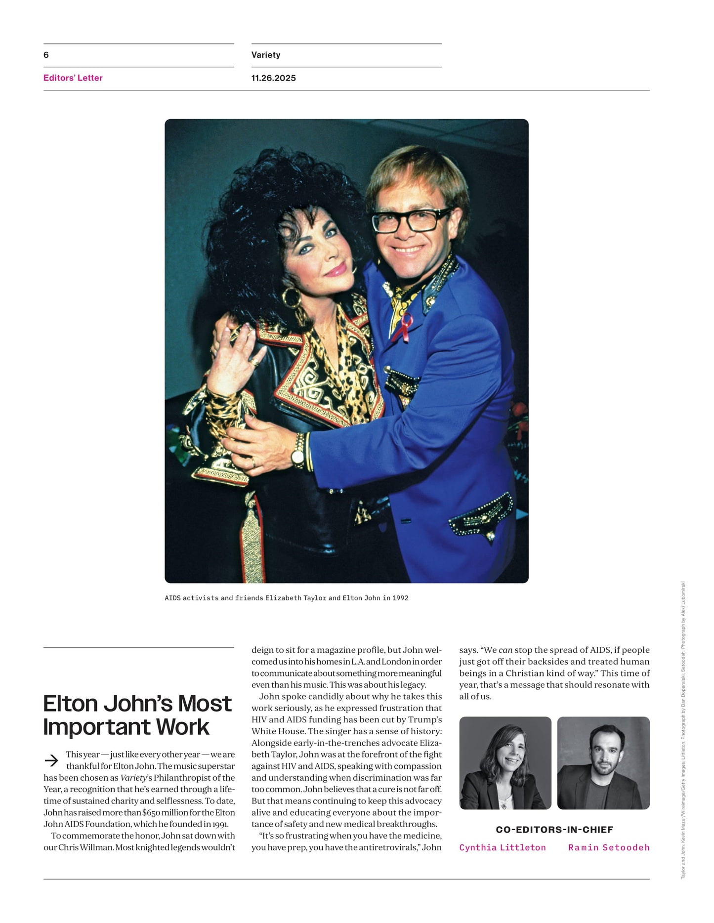 Variety - 25.11.26 Edition: Elton John’s Journey With The AIDS Foundation & Future Plans, Greatest Comedies, Animation Oscar Race Heats Up, CMA Awards, Holiday Movies Shaping Box Office Success & More