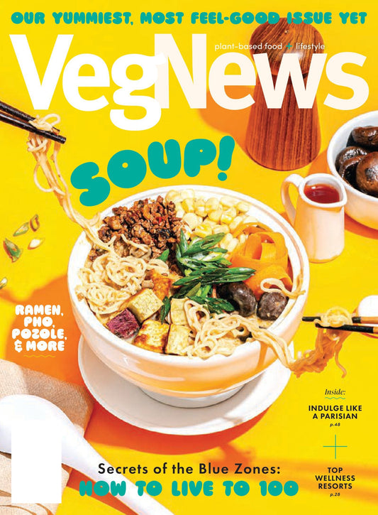 VegNews - 2024 Wellness Issue: Plant-Based Products, Recipes, Food Trends, Beauty, Fashion, Media, Secrets To The Blue Zone, Indulge Like A Parisian, Ramen, Pho, Pozole, Vegan-Friendly Resorts & More!