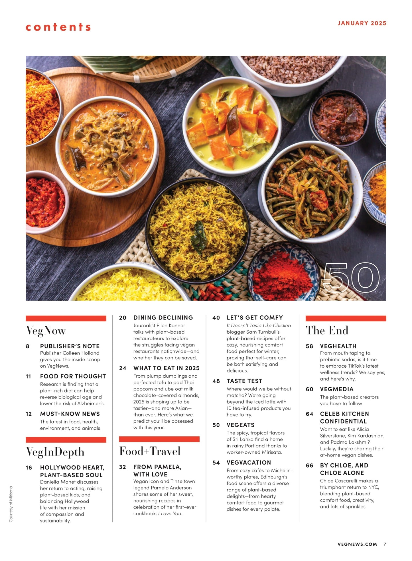 VegNews - 2025 Wellness Issue: Plant Based Recipes, Pamela Anderson, Sam Turnbull, Chloe Coscarelli, Daniella Monet Share Their Favorite Recipes & More!