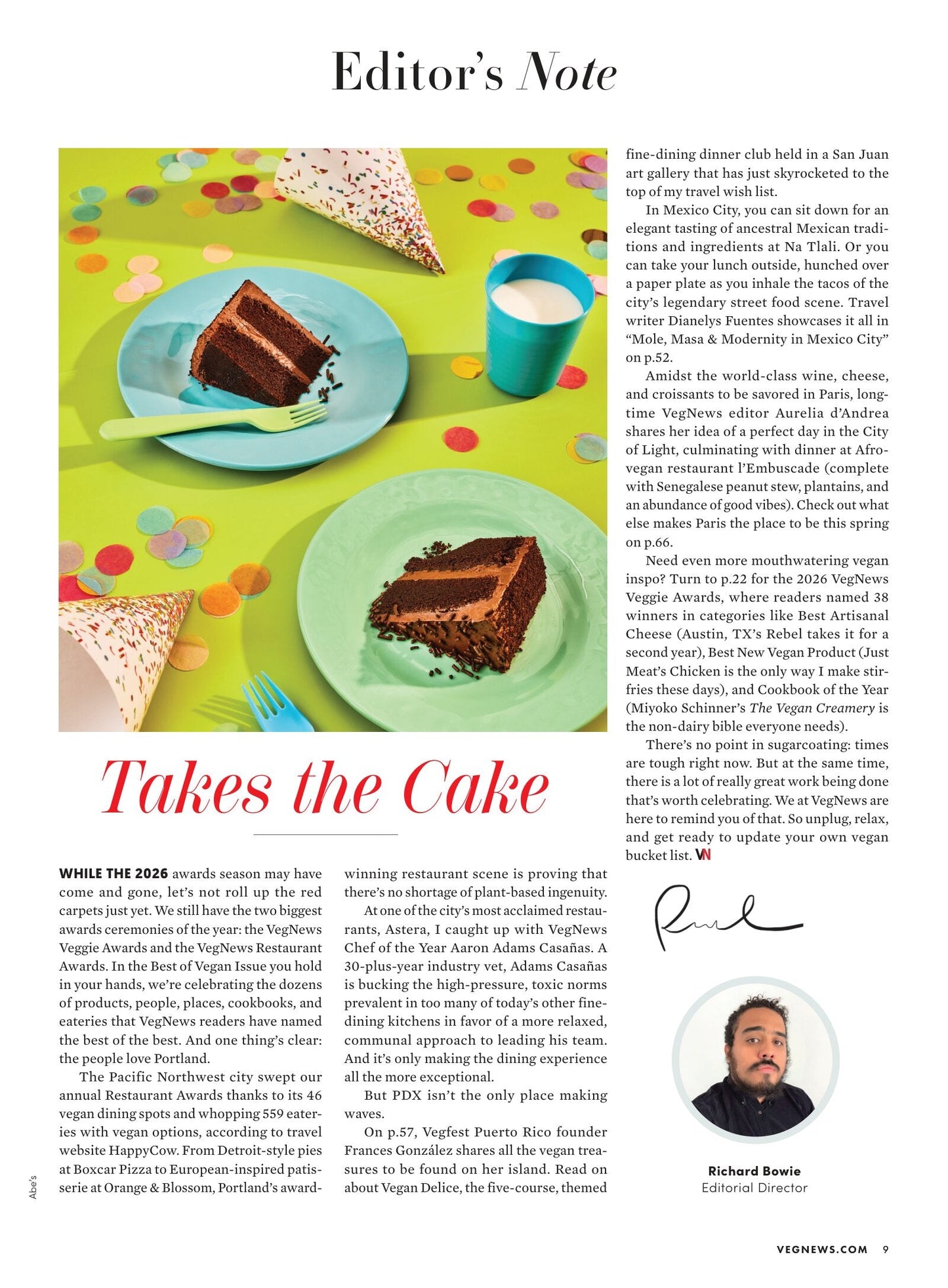VegNews - Spring 2026: The Best Of Vegan Issue, 195 Food & Travel Award Winners, The Top Plant-Based Restaurants In America, Meatless In Mexico City, 24 Hours In Paris, Escape To Puerto Rico & More!