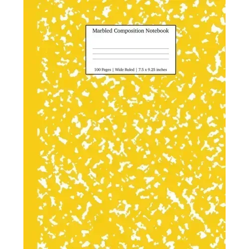 Marbled Composition Notebook: Yellow Marble Wide Ruled Paper Subject Book