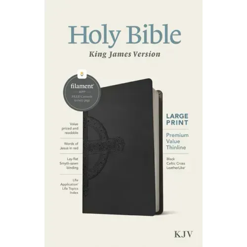 KJV Large Print Premium Value Thinline Bible, Filament Enabled (Leatherlike, Black Celtic Cross, Red Letter)