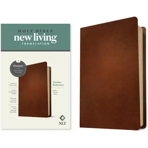 NLT Thinline Reference Bible, Filament Enabled (Genuine Leather, Brown, Red Letter)
