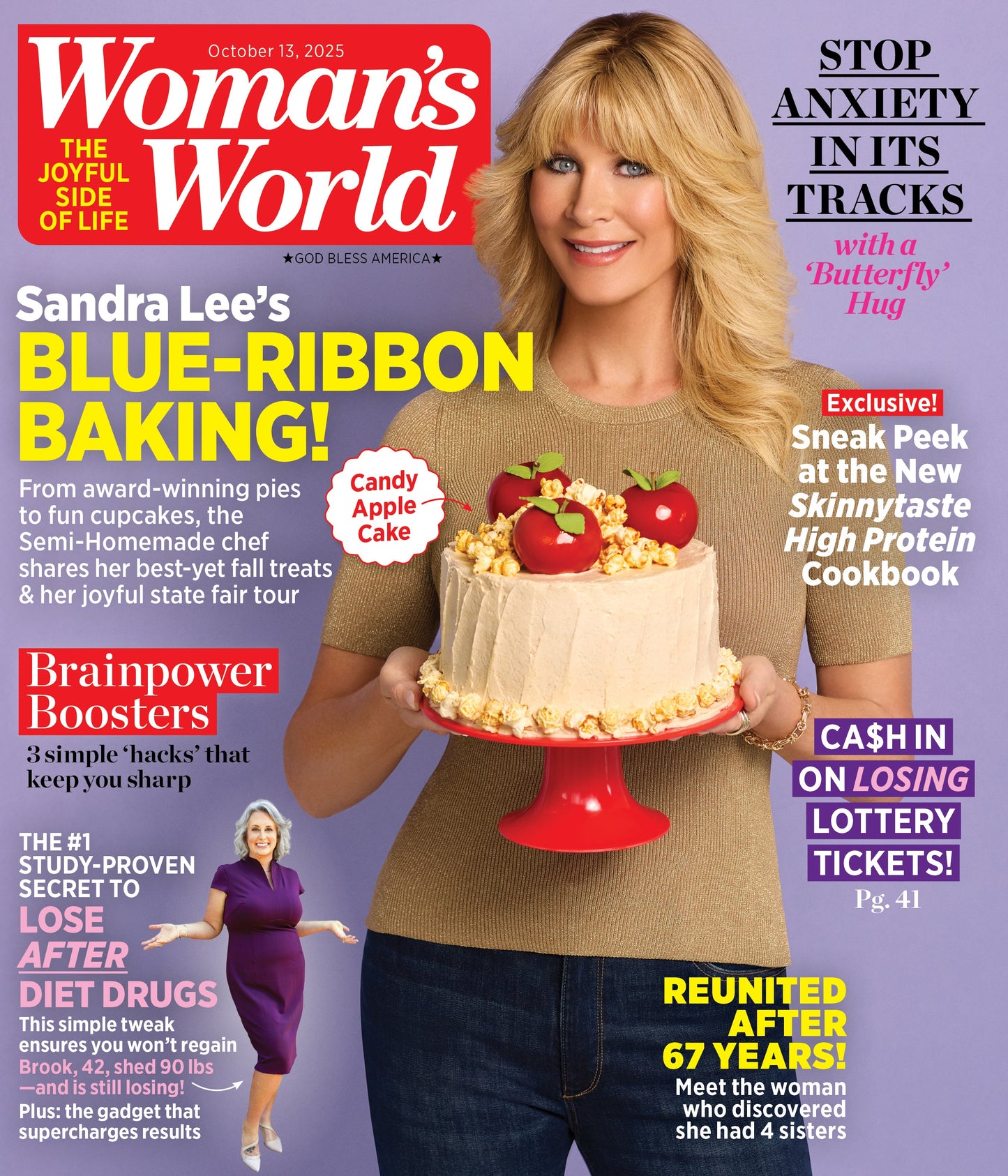 Woman's World - 10.13.25: Sandra Lee’s Blue Ribbon Baking, Brainpower Boosters, Anxiety Relief Tips, Skinnytaste High Protein Cookbook Sneak Peek, Smart Money Strategies, Weight Loss Secrets & More!