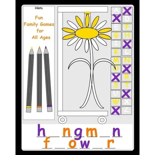 Fun Family Games for All Ages: Hangman Alternative Hang a Flower A pen and paper game book for kids & adults Simple fun easy for siblings parents eld