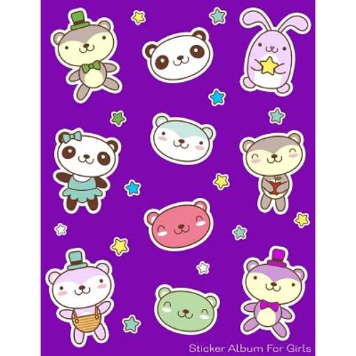 Sticker Album For Girls: 100 Plus Pages For PERMANENT Sticker Collection, Activity Book For Girls, Purple - 8.5 by 11