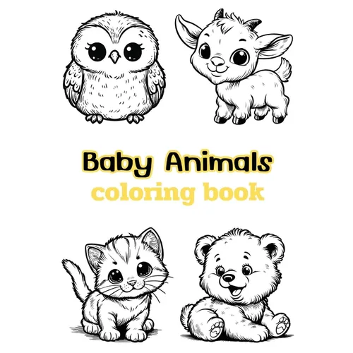 Baby Animals coloring book: Children's coloring pages + word search puzzles