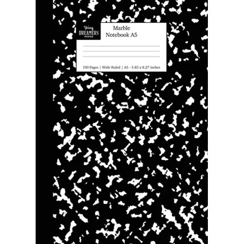 Marble Notebook A5: Black Marble Wide Rule Journal