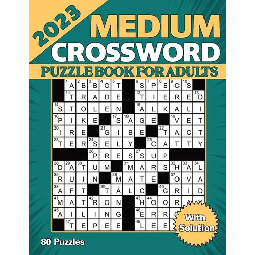 2023 Medium Crossword Puzzle Book For Adults With Solution