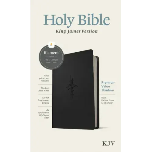 KJV Premium Value Thinline Bible, Filament Enabled (Leatherlike, Black Radiant Cross, Red Letter)