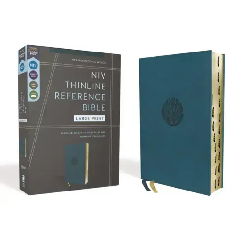 Niv, Thinline Reference Bible (Deep Study at a Portable Size), Large Print, Leathersoft, Teal, Red Letter, Thumb Indexed, Comfort Print
