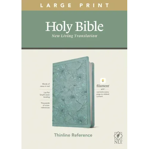NLT Large Print Thinline Reference Bible, Filament Enabled Edition (Red Letter, Leatherlike, Floral/Teal)