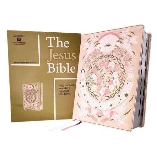 The Jesus Bible Artist Edition, Esv, (with Thumb Tabs to Help Locate the Books of the Bible), Leathersoft, Peach Floral, Thumb Indexed