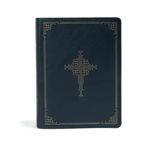 CSB Ancient Faith Study Bible, Navy Leathertouch: Black Letter, Church Fathers, Study Notes and Commentary, Ribbon Marker, Sewn Binding, Easy-To-Read