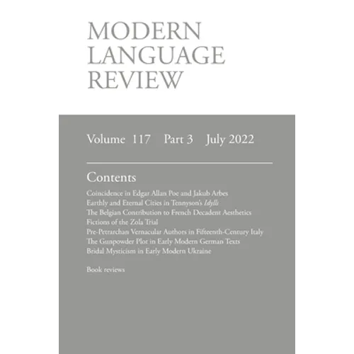 Modern Language Review (117: 3) July 2022