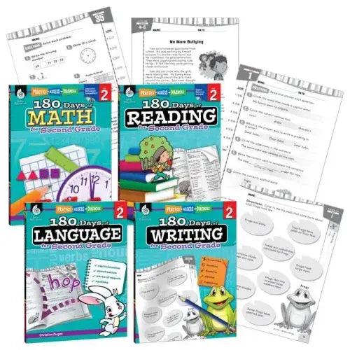 180 Days(tm) Reading, Math, Writing, & Language for Grade 2: 4-Book Set: Practice, Assess, Diagnose