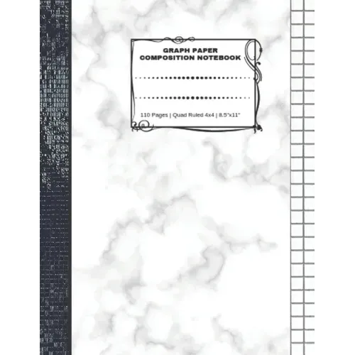 Graph Paper Composition Notebook: 110 Pages - Quad Ruled 4x4 - 8.5" x 11" Marble Large Notebook with Grid Paper - Math Notebook For Students