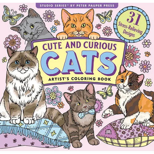 Cute and Curious Cats Artist's Coloring Book (31 Single-Sided Designs on Thick Paper)