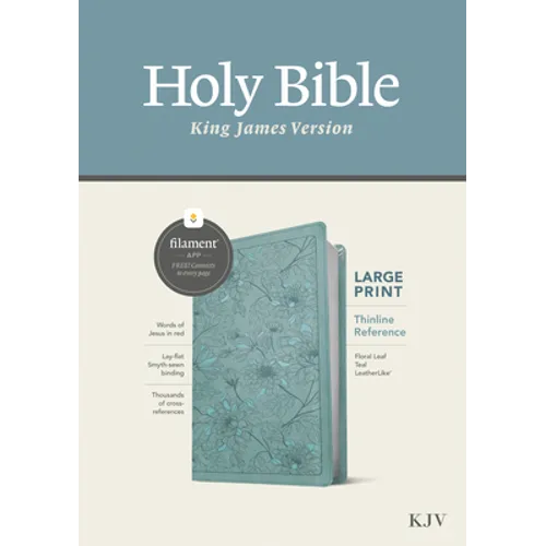 KJV Large Print Thinline Reference Bible, Filament Enabled (Leatherlike, Floral Leaf Teal, Red Letter)