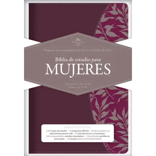 Rvr 1960 Biblia de Estudio Para Mujeres, Vino Tinto/Fucsia Símil Piel