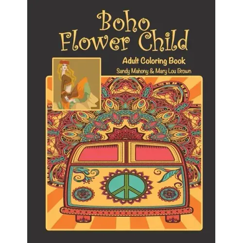 Boho Flower Child Adult Coloring Book