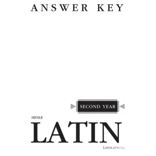 Henle Latin Second Year Answer Key