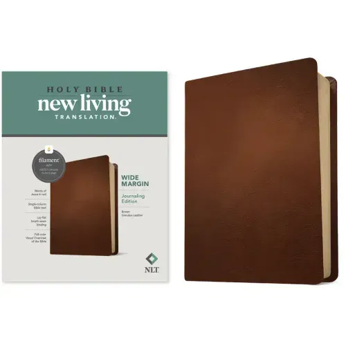 NLT Wide Margin Bible, Filament Enabled (Genuine Leather, Brown, Red Letter)