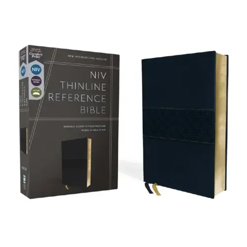 Niv, Thinline Reference Bible (Deep Study at a Portable Size), Leathersoft, Navy, Red Letter, Comfort Print
