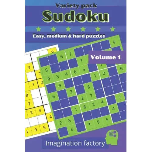 Sudoku variety pack. Easy, medium & hard puzzles: 100 puzzles. 6x9 travel size. Easy to carry