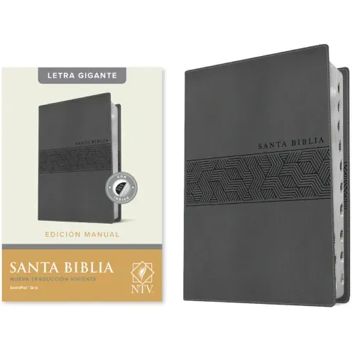 Santa Biblia Ntv, Edición Manual, Letra Gigante (Sentipiel, Gris, Índice, Letra Roja)