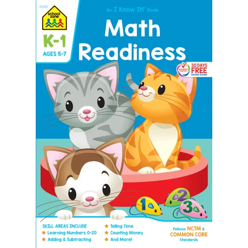 School Zone Math Readiness Grades K-1 Workbook