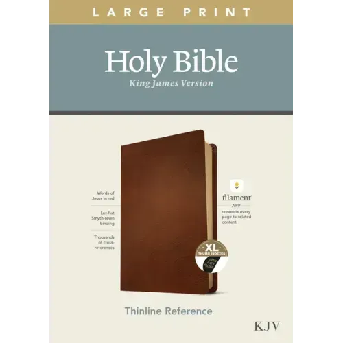KJV Large Print Thinline Reference Bible, Filament Enabled Edition (Red Letter, Genuine Leather, Brown, Indexed)