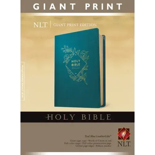 Holy Bible, Giant Print NLT (Red Letter, Leatherlike, Teal Blue)