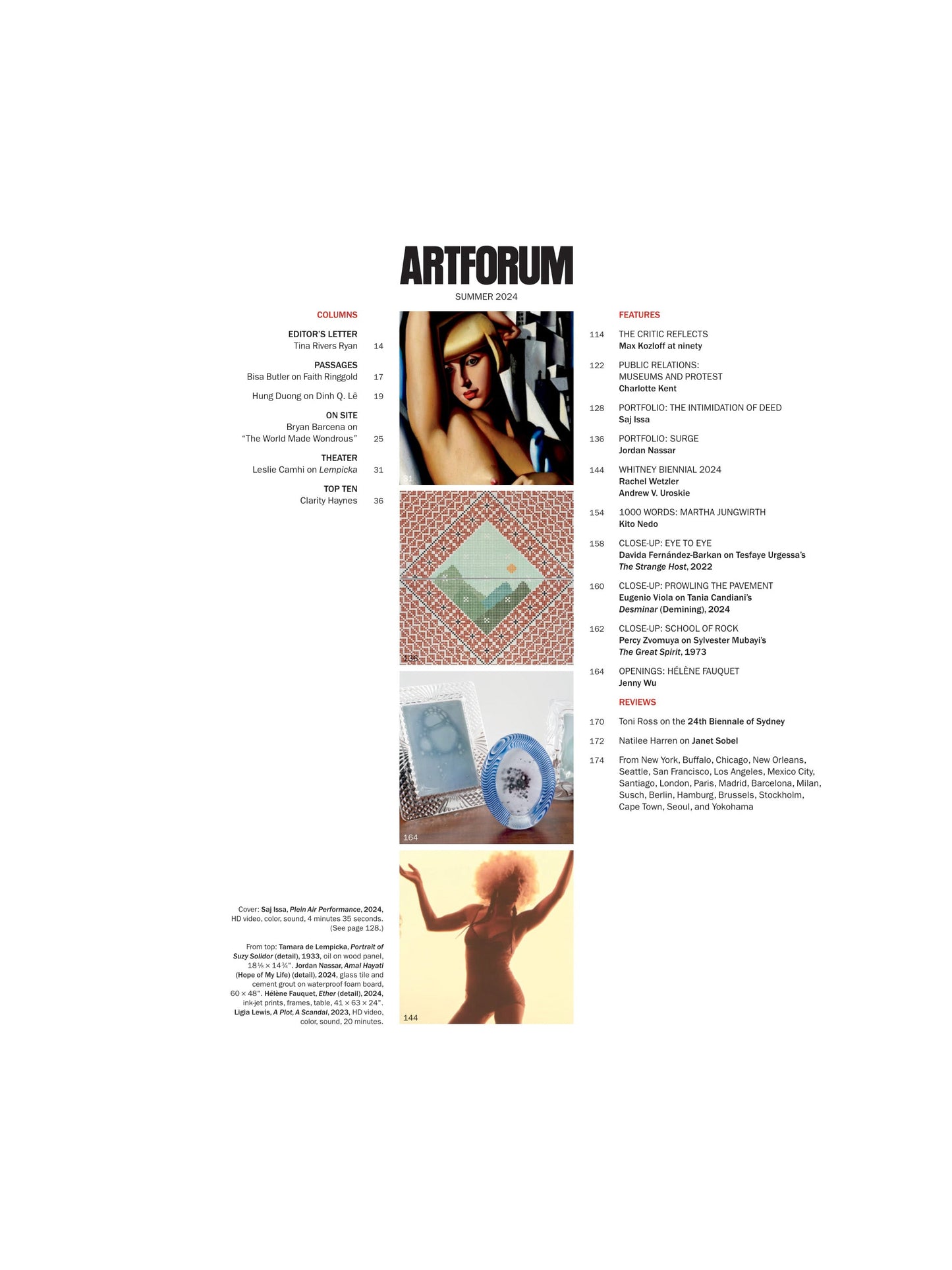 Artforum - Summer 2024: Saj Issa's The Intimidation Of Deed, Whitney Biennial, Martha Jungwirth, Jordan Nassar, Davida Fernández-Barkan On Tesfaye Urgessa’s The Strange Host & More!