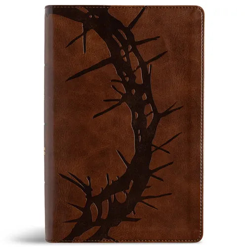 CSB Large Print Personal Size Reference Bible, Easy-To-Read Optimal Type, Digital Study Edition, Brown Crown of Thorns Leathertouch
