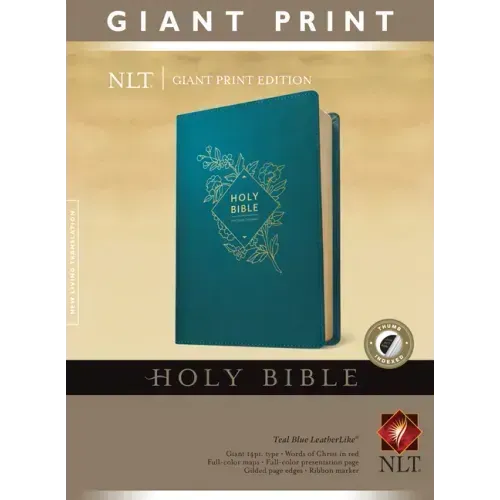 Holy Bible, Giant Print NLT (Red Letter, Leatherlike, Teal Blue, Indexed)