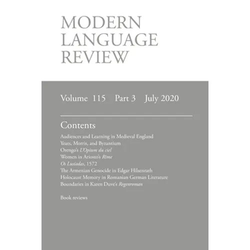 Modern Language Review (115: 3) July 2020