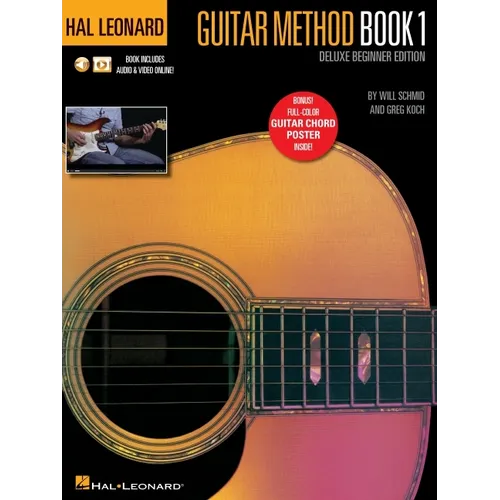 Hal Leonard Guitar Method Book 1 Deluxe Beginner Edition Guitar Lesson Book with Online Audio and Video Learn Acoustic and Electric Guitar Chords Tech