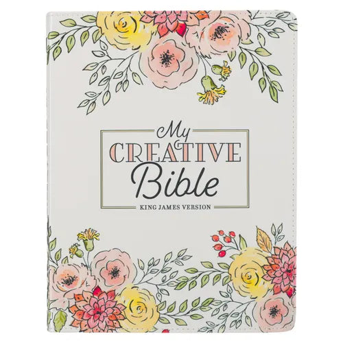 KJV Holy Bible, My Creative Bible, Faux Leather Flexible Cover - Ribbon Marker, King James Version, White Floral