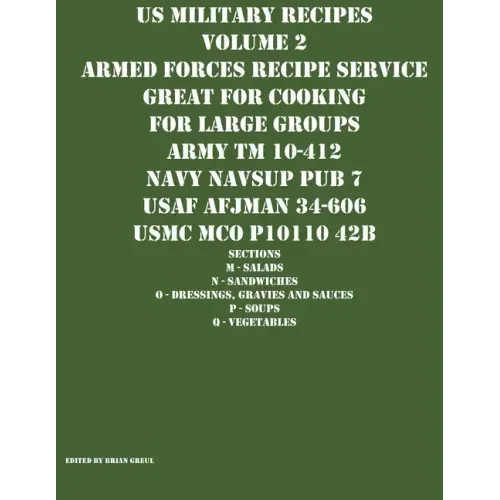 US Military Recipes Volume 2 Armed Forces Recipe Service Great for Cooking for Large Groups