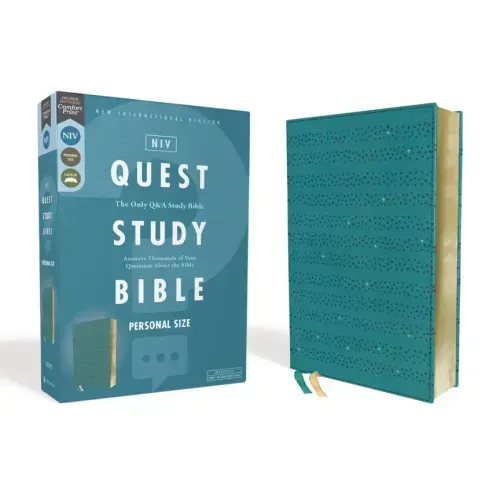 Niv, Quest Study Bible, Personal Size, Leathersoft, Teal, Comfort Print: The Only Q and A Study Bible