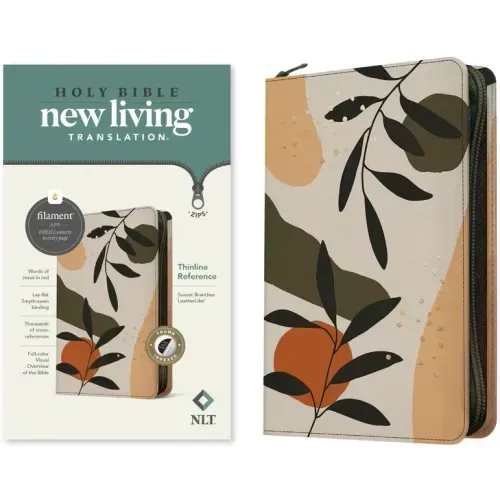 NLT Thinline Reference Zipper Bible, Filament Enabled (Leatherlike, Sunset Branches, Indexed, Red Letter)