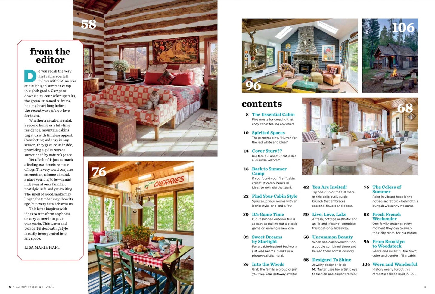 Cabin Home and Living - Cozy and Charming: 225 Easy Ideas For Every Style, 5 Decor Essentials, DIY Dreamy Bedrooms, Best Rentals In The Mountains