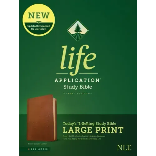 NLT Life Application Study Bible, Third Edition, Large Print (Red Letter, Genuine Leather, Brown)