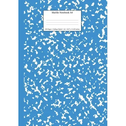 Marble Notebook A4: Blue Marble College Ruled Journal