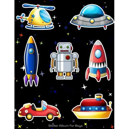Sticker Album For Boys: 100 Plus Pages For PERMANENT Sticker Collection, Activity Book For Boys, Black - 8.5 by 11