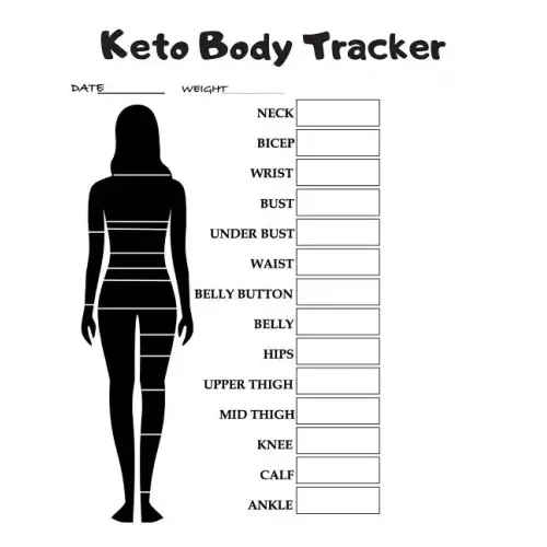 Keto Body Tracker: Weekly body measurement pages to help track your progress.