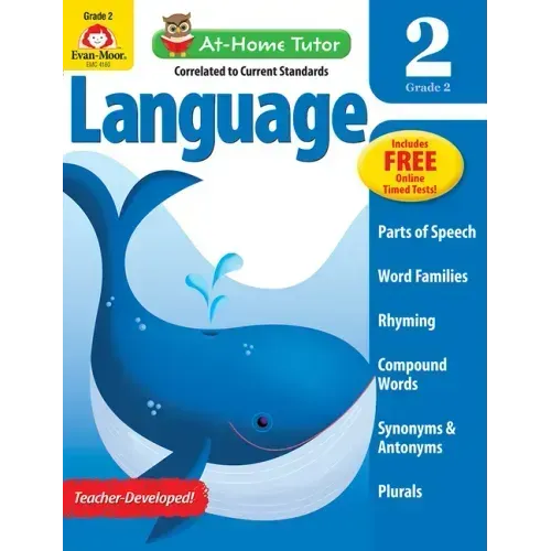 Language Skills, Grade 2 Workbook: At-Home Tutor, Nouns, Verbs, Adjectives, Parts of Speech, Word Families