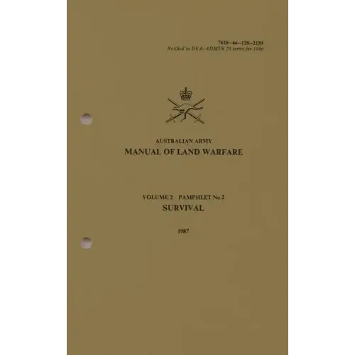 Australian Army Manual of Land Warfare Volume 2, Pamphlet No 2, Survival 1987