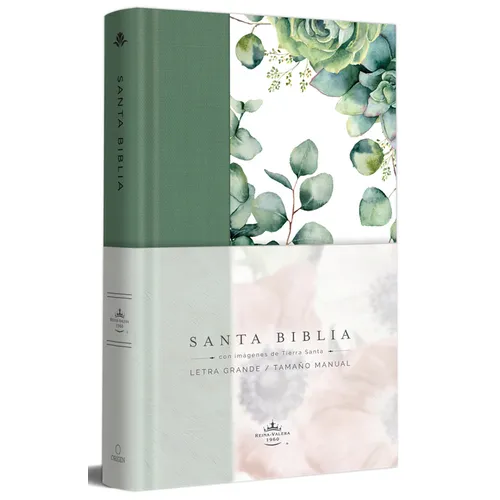 Biblia Rvr 1960 Letra Grande Tapa Dura Y Tela Verde Con Flores Tamaño Manual / Bible Rvr 1960 Handy Size Large Print Hardcover Cloth with Green Floral